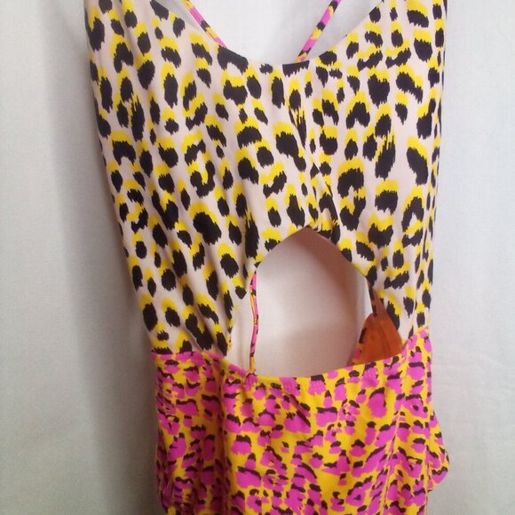 Arizona Jeans Co. Swimsuit L Women One Piece High Cut Animal Print Colorful - Picture 11 of 14